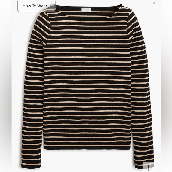 J crew metallic gold Metallic striped boatneck tee - Picture 3 of 4